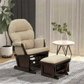 Nursery Glider with Ottoman, Upholstered Comfort Glider Rocker with Padded Cushion, Storage Pocket, Rocking Chair Nursery for Breastfeeding, Napping