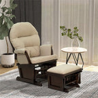 Nursery Glider with Ottoman, Upholstered Comfort Glider Rocker with Padded Cushion, Storage Pocket, Rocking Chair Nursery for Breastfeeding, Napping