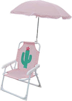 Kids Beach Chair with Umbrella, Foldable & Detachable Portable Oxford Cloth Cute Kids Beach Chair with Canopy for Outdoor Summer, Cactus &1