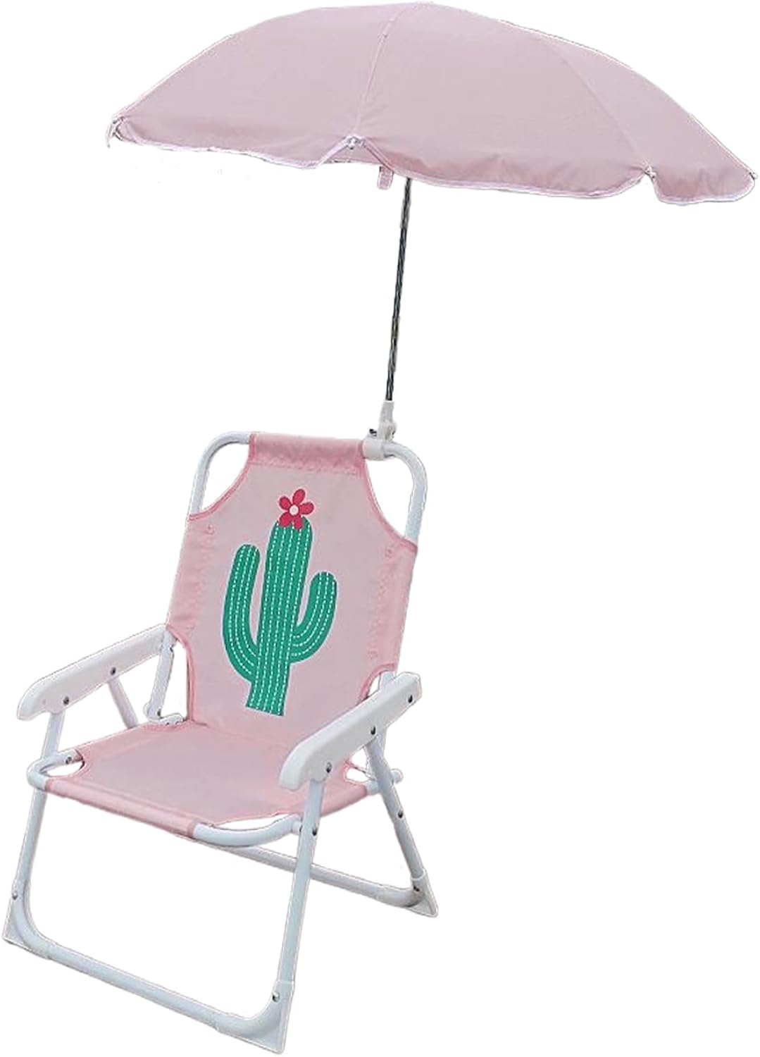 Kids Beach Chair with Umbrella, Foldable & Detachable Portable Oxford Cloth Cute Kids Beach Chair with Canopy for Outdoor Summer, Cactus &1