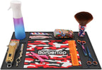 Barbershop Organizer Mats, 13 x 18.9 Barber Anti-Slip Mat Salon Haircutting Shaving Tools Resistant Table Pad Station, Clippers Matt for Beauty Salon Home