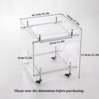 Movable Acrylic Couch Side Table, Creative Double-Layer Night Stand, Transparent Coffee Table with Wheels, Multi-Purpose End Table for Living Room and Bedroom(Yellow)