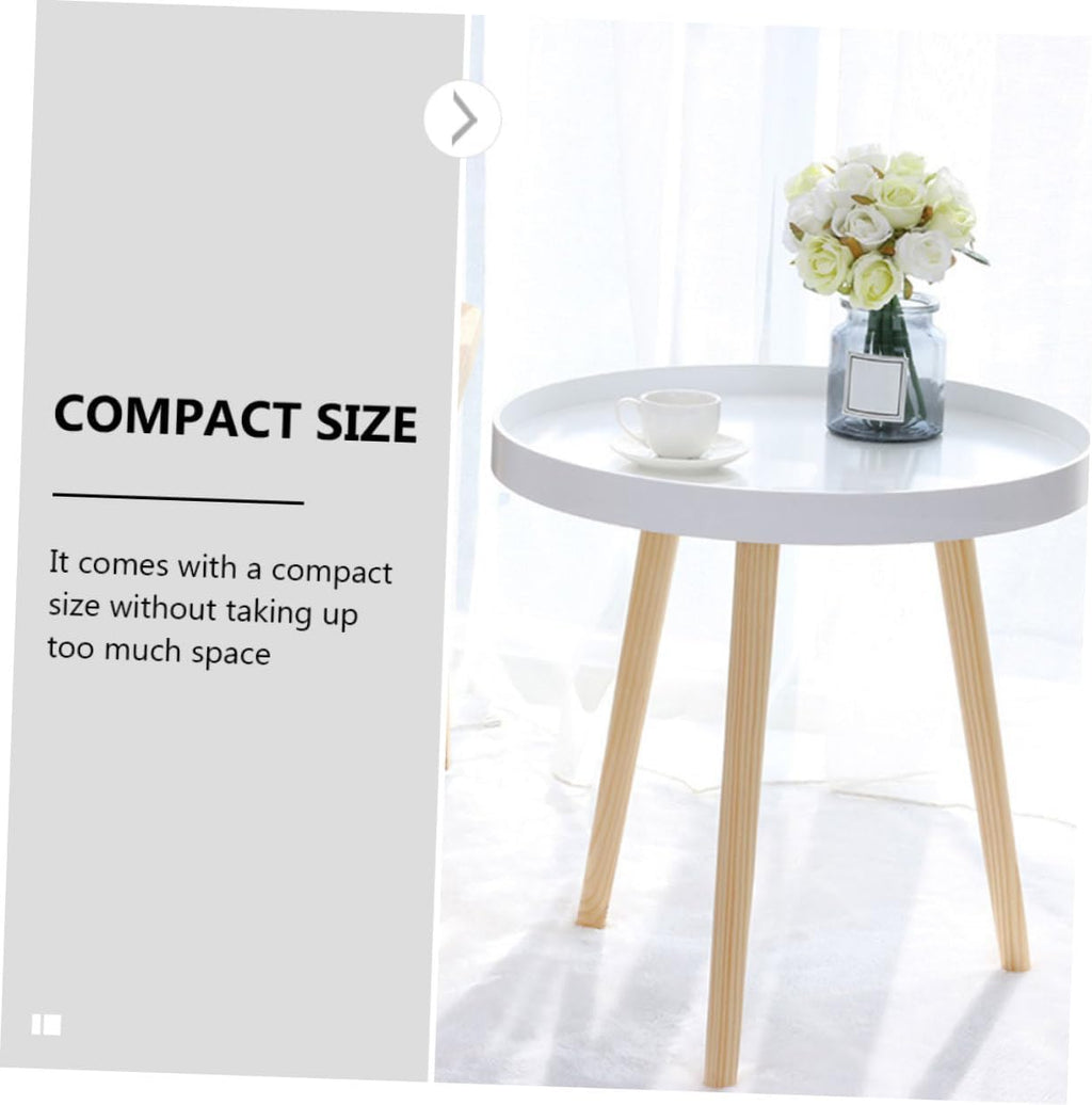 Totority Modern Mini Round Household Sofa Side Table White Small Nordic Style Round Accent Table for Living Room and Bedroom