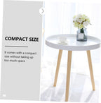 Totority Modern Mini Round Household Sofa Side Table White Small Nordic Style Round Accent Table for Living Room and Bedroom