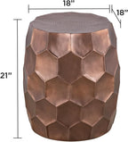 Round Aluminum Material 32" Coffee Table and 21" Height End Table Set 2PC Tables with Glossy Diamond Patterned Base Copper