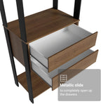 Madesa Kitchen Pantry Storage Rack 27" L with 2 Drawers and Open Shelves Multiuse Cabinet for Kitchen Organization - Black/Brown
