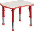 Flash Furniture 21.875''W x 26.625''L Rectangular Red Plastic Height Adjustable Activity Table with Grey Top