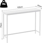 VASMIA Console Table, Entryway Table, Narrow Sofa Table, 39" Bamboo Hallway Table for Entryway, Living Room, Bedroom, Foyer, White