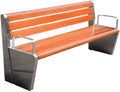 Garden Outdoor Park Backrest Chair, Stainless Steel Frame Wooden Bench, Garden Patio Leisure Seating Seat(Small)
