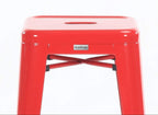 Buschman Metal Bar Stools 24" Counter Height, Indoor/Outdoor and Stackable, Set of 4 (Red)