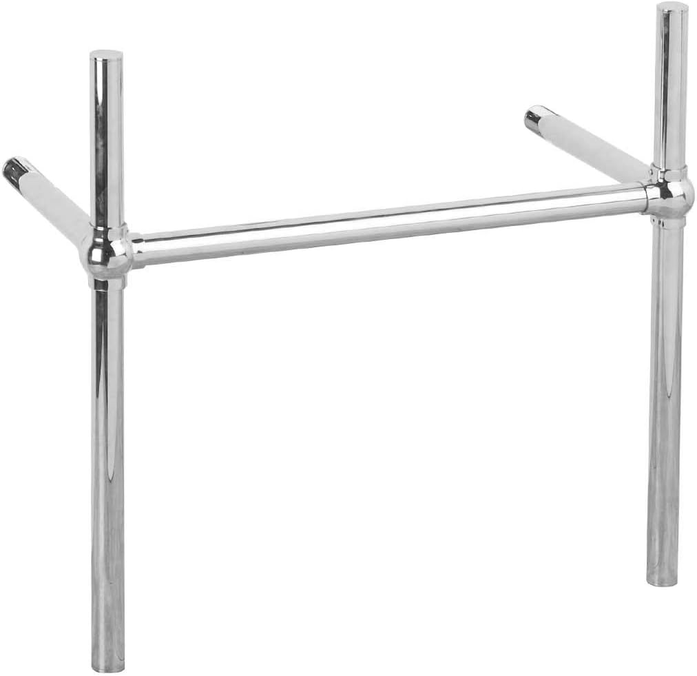 Renovators Supply Manufacturing Wall Mount Bathroom Sink – 35.5" Wide Belle Epoque White Porcelain Console Sink with 8" Widespread Faucet Holes, Pedestal Style, Brass Metal Legs in Chrome Finish