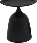 Set of 2 Round Nesting Side Tables, Modern Matte Black Metal End Tables with Raised Edge, 16.9 & 23.6 Inch Height Nightstand for Living Room, Bedroom - Easy Assembly
