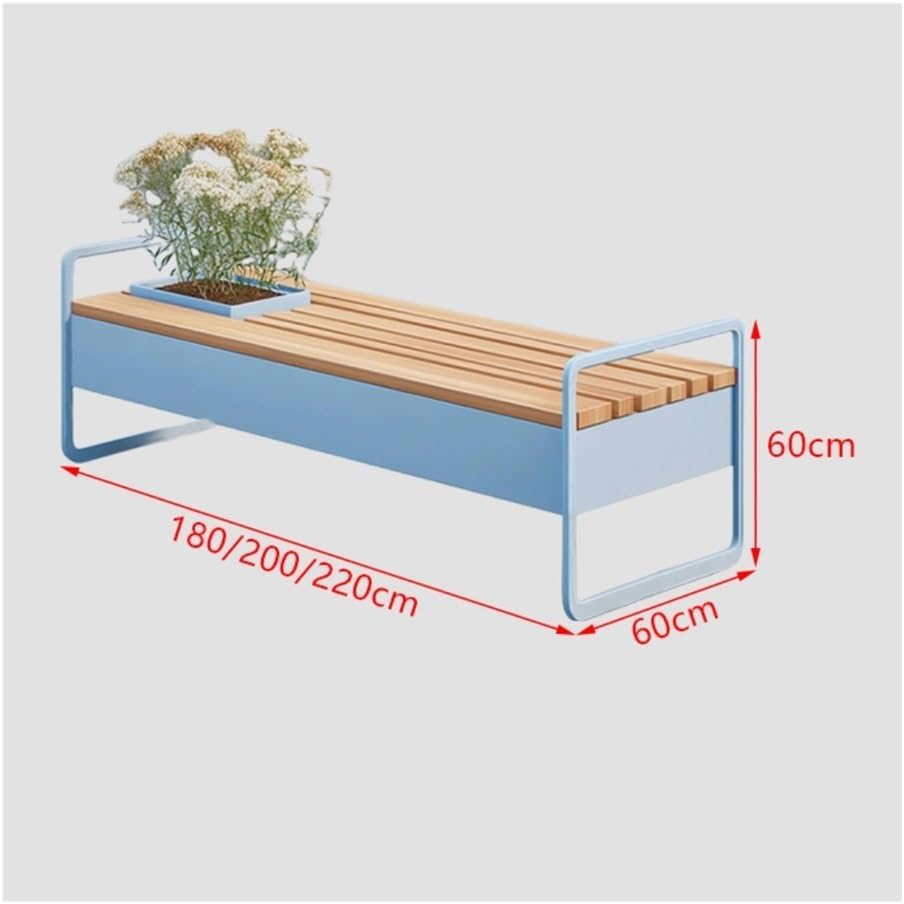 Outdoor Bench, Stainless Steel & Solid Wood Outdoor Bench – Park, Garden & Patio Chair Garden Bench(200cm)