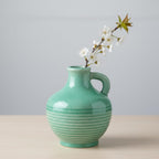 Sunddo Green Ceramic Vase 6 Inch - Small Decorative Vases with 1 Handle, Textured Modern Vase for Home Decor, Bathroom, Bedroom, Living Room, Centerpiece, Table Decor