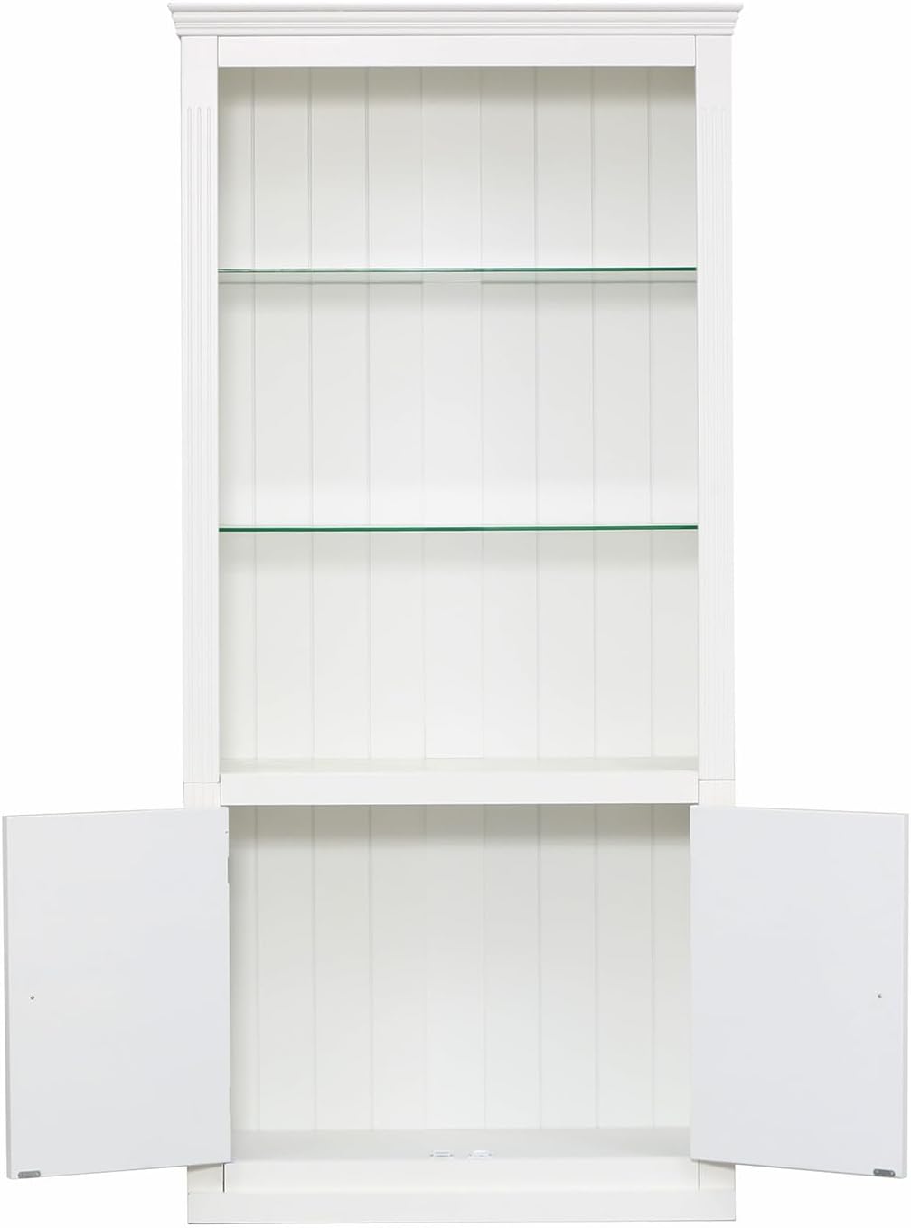 78.75''H Altar Table with 5-Colors Dimmable Ceiling Light, Storage Doors & Adjustable Glass Shelves, Buddhist Home Altar Cabinet for Living Room and Meditation Space (White)