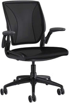 Humanscale Diffrient World Task Chair | Black Catena Mesh Seat and Back | Black Frame, Black Trim | Height-Adjustable Duron Arms | Standard Foam Seat, 3" Carpet Casters, 5" Cylinder