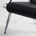 Waiting Room Bench with Armrest 3 Seat Black PU Leather Office Furniture Guest Seating Lobby Conference Reception Chair Visitor Guest Sofa for Office Airport Clinic Hospital Bank Salon Barber