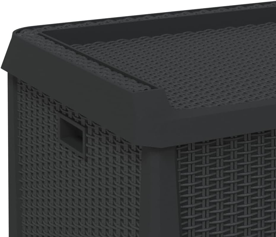 Patio Storage Box Anthracite 33 gal Resin Wicker Chest Outdoor Cushion Container Bench with Lockable Lid for Garden Backyard Deck Porch Furniture Seat