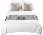 Grey Black Ombre Bed Runner Scarf Cal King Size, Vintage Shabby Gray Abstract Art Luxury Bed Throw Runners & Scarves for Twin Full Queen King Foot of Beds, Bedroom Decoration, 102"x20"