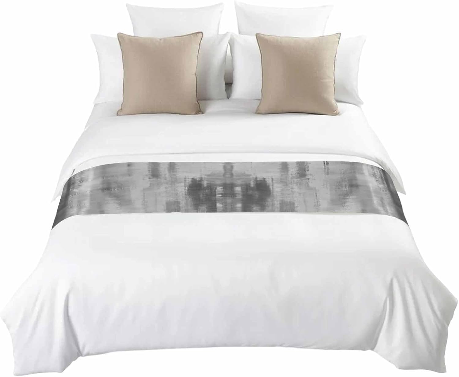 Grey Black Ombre Bed Runner Scarf Cal King Size, Vintage Shabby Gray Abstract Art Luxury Bed Throw Runners & Scarves for Twin Full Queen King Foot of Beds, Bedroom Decoration, 102"x20"