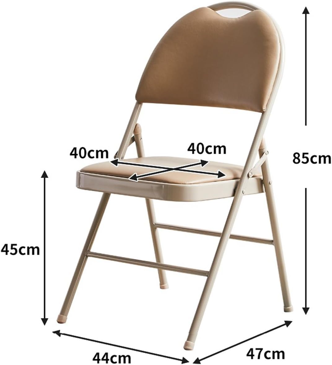 Folding Chairs-Metal Guest Stools,Commercial Event Seat,for Indoor Outdoor,Sturdy & Space-Saving,Comfortable Cushion Chairs (1-Pack)(Khaki)