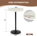 Round Bar Table 40" Height Modern High Top Pub Table with Solid Top & Sturdy Metal Base, Cocktail Table for Bistro, Home, Kitchen or Dining Room, White
