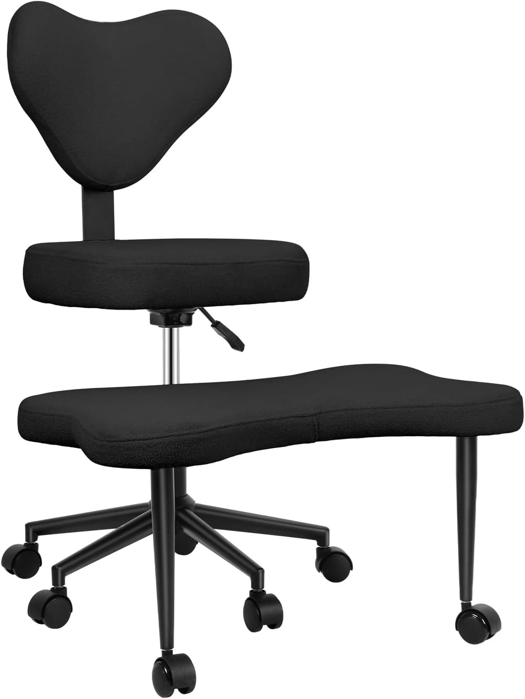 Ergonomic Cross Legged Chair,ADHD Chair with Backrest & Wheels, Criss Cross Seat with Lumbar Support, Kneeling Chairs for Meditation Yoga Home Office, Adjustable Height (Black)