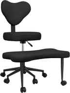 Ergonomic Cross Legged Chair,ADHD Chair with Backrest & Wheels, Criss Cross Seat with Lumbar Support, Kneeling Chairs for Meditation Yoga Home Office, Adjustable Height (Black)
