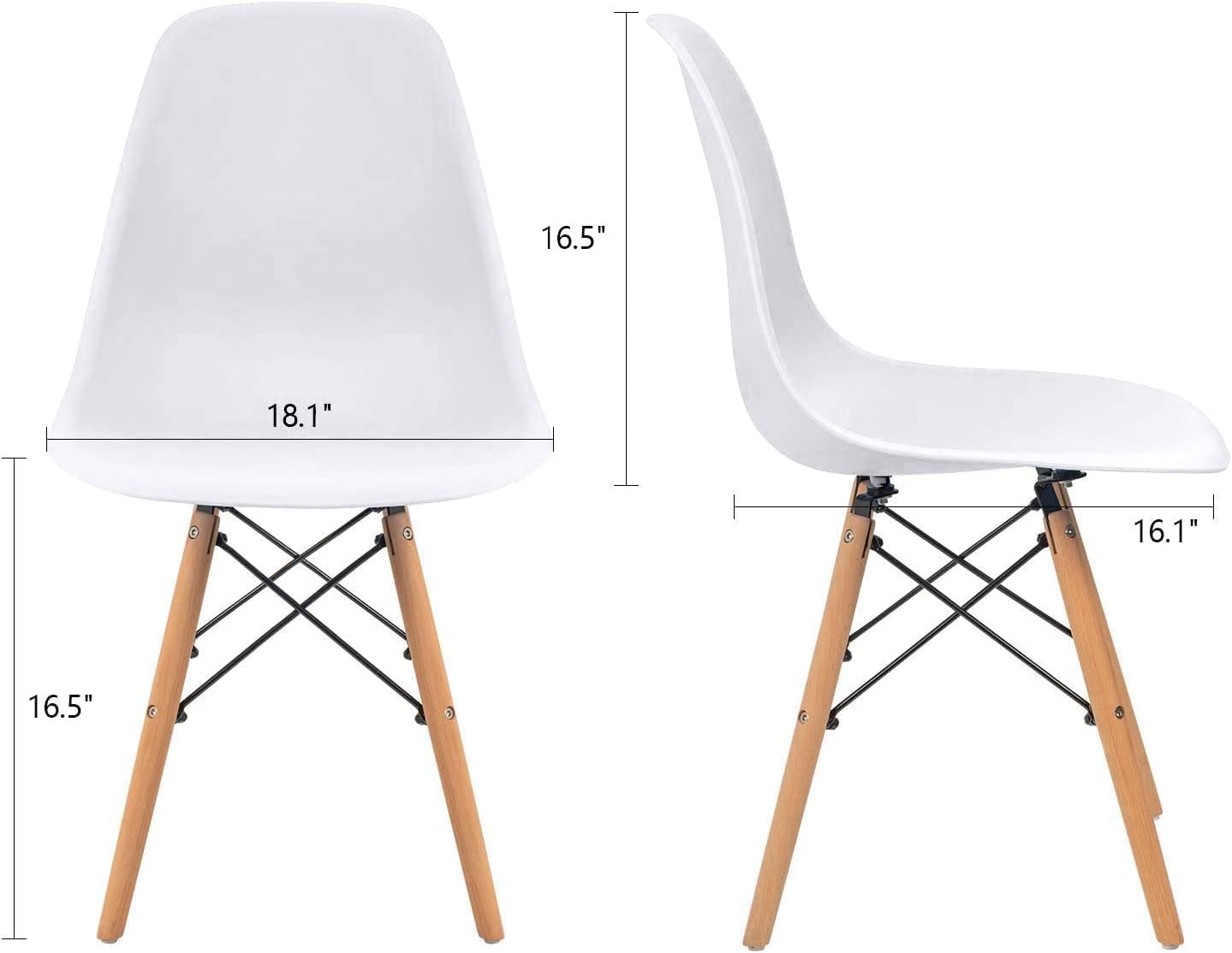 Furmax Modern Style Dining Chair Mid Century Modern DSW Chair, Shell Lounge Plastic Chair for Kitchen, Dining, Bedroom, Living Room Side Chairs Set of 4(White)