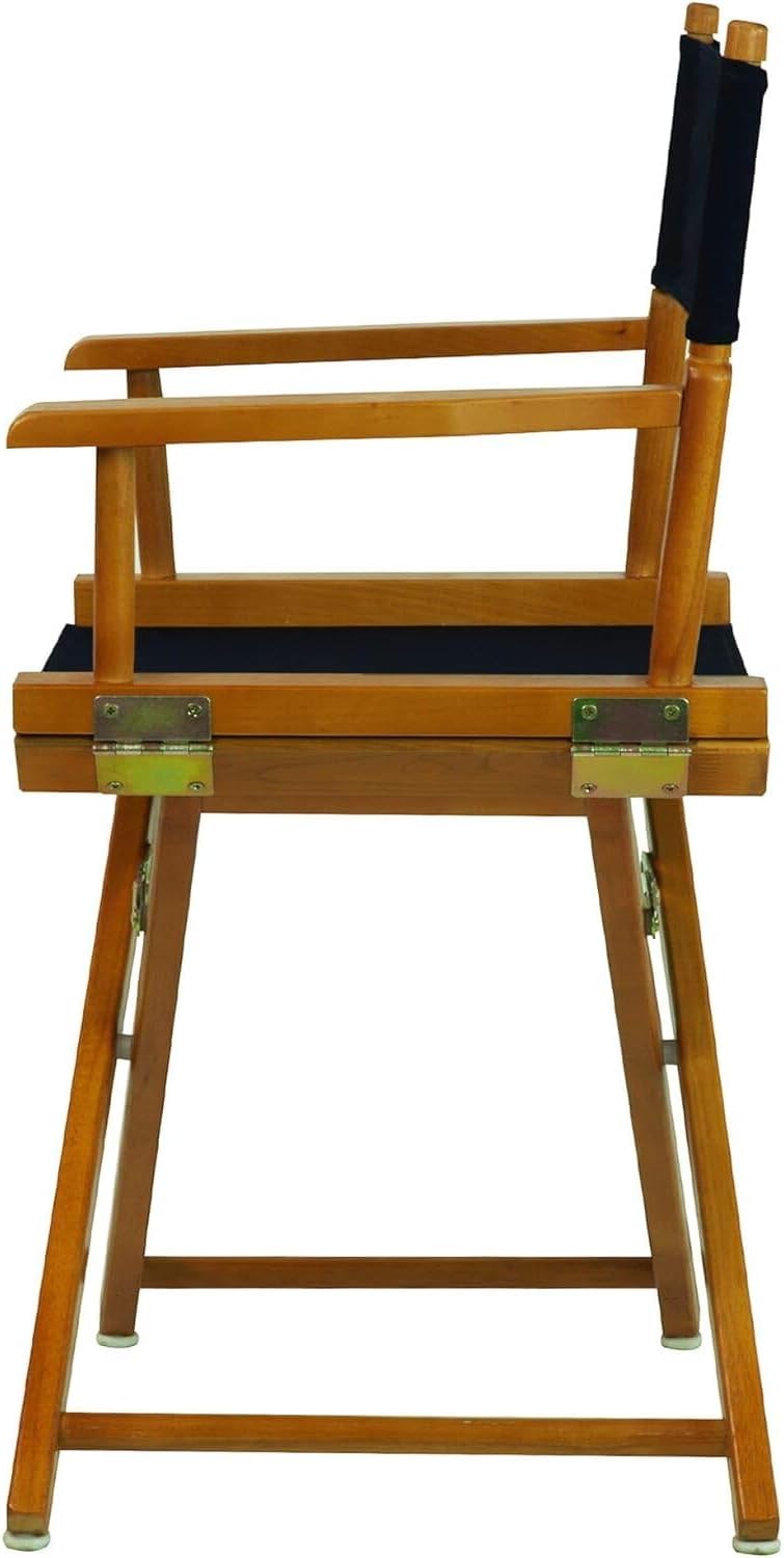 HomeStock Antique 18" Director's Chair Solid Wood Folding Chair with Armrests, Canvas Seat, Compact Foldable Frame, 33.75 x 21.75 x 16 in, 18 in Seat Height, Weighs 10 lb Navy blue/18-Inch Honey Oak