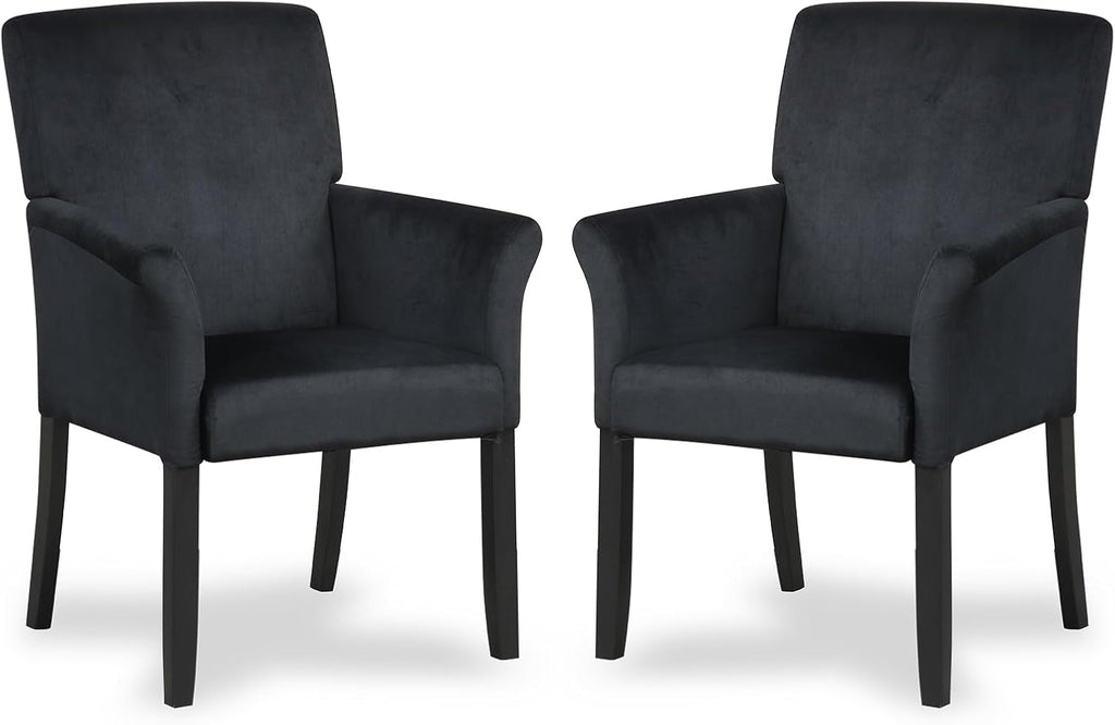 POWERSTONE Executive Accent Chair Set of 2 Fabric Guest Chair Office Chair Reception Waiting Room Armchair with Wooden Legs Single Sofa Home Theater Seating, Black