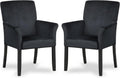 POWERSTONE Executive Accent Chair Set of 2 Fabric Guest Chair Office Chair Reception Waiting Room Armchair with Wooden Legs Single Sofa Home Theater Seating, Black