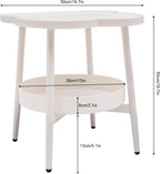 2 Tier Round Side Table, End Table with Storage Shelf, Small Round Nightstand for Living Room, Sofa Coffee Table, End Tables Indoor Outdoor for Small Spaces Bedroom Balcony Office