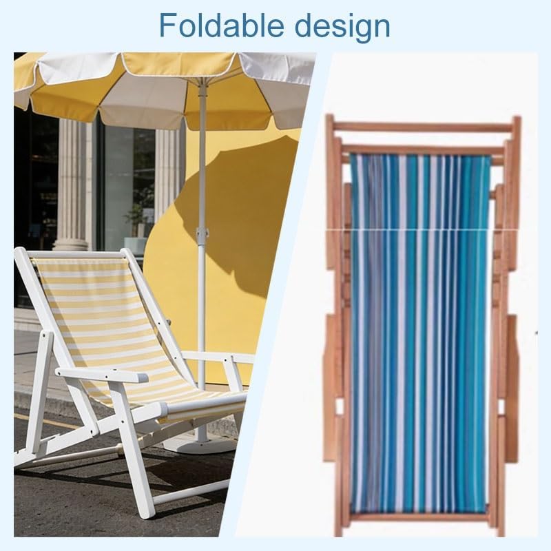 Kids Lounge Chair Outdoor, Kids Lounge Chair, Removable Striped Fabric Cushions, Outdoor Folding Deck Chair with Parasol, Portable & Lightweight for Backyard, Poolside(Blue)
