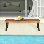 Patio Benches Rustic Wooden Outdoor Chair with Steel Legs for Patio & Garden