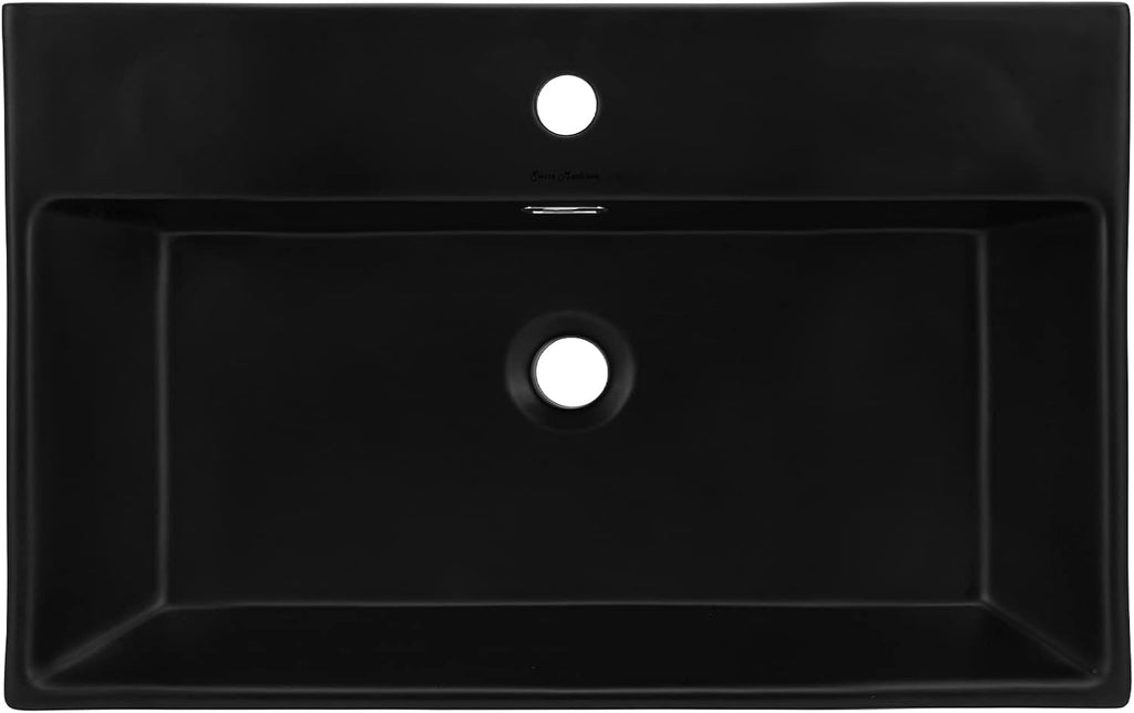 Claire 24" Ceramic Console Sink Matte Black Basin Brushed Gold Legs