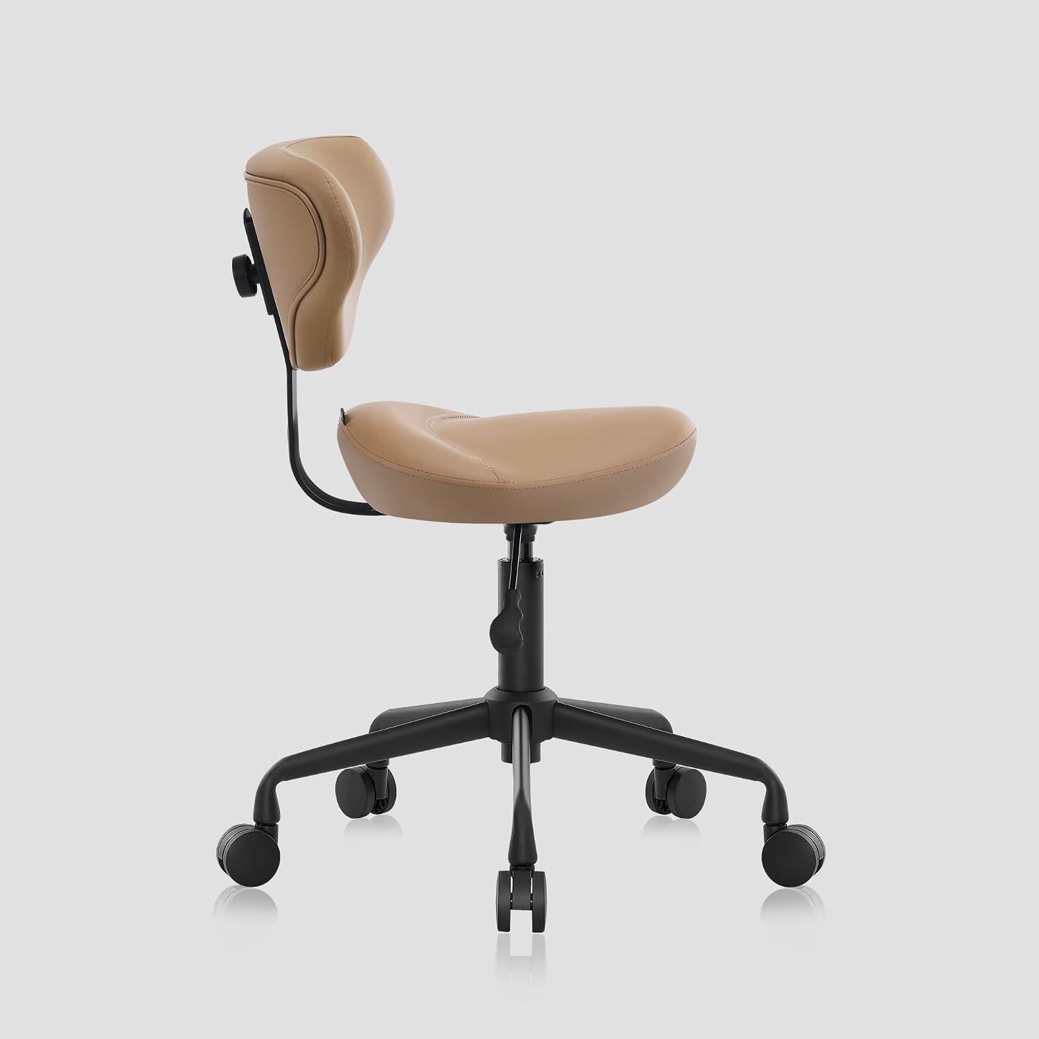 Ergonomic Saddle Seat Adjustable Pneumatic Hydraulic Drafting Swivel Rolling Stool Chair for Medical Hygienic SPA Massage Salon Home and Office - Hilo 508 (Tan, with Backrest)