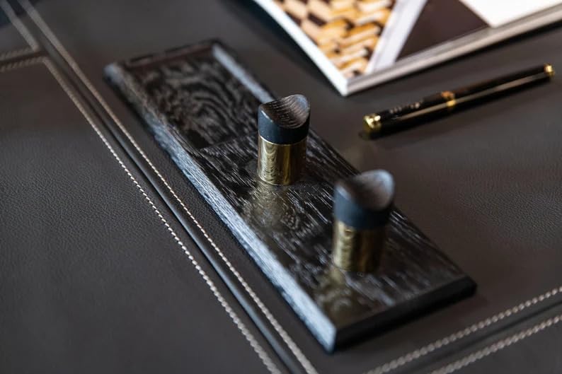 Wood Fountain Pen Rest with Ink Division: Desk Organizer