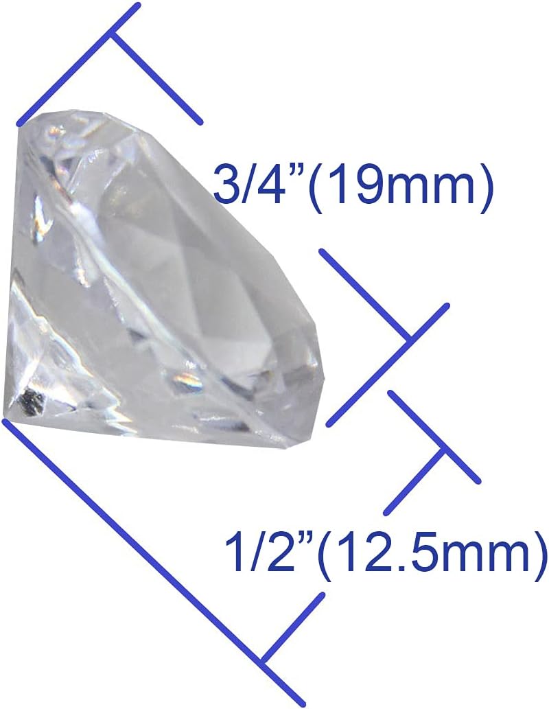 WELMATCH Clear Acrylic Diamond Vase Fillers 2 Pounds - 500 pcs 3/4 Inch Wedding Party Event Banquet Birthday Decoration Crystals Gem Table Scatters (Clear 500 pcs)