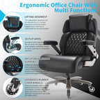 Big and Tall Office Chair 700lbs - Adjustable Headrest&Lumbar Support, 3D Flip Arms, Large Wheels &Heavy Duty Metal Base, Ergonomic High Back Computer Chair Desk Chair, Thick Padded Extra Wide Seat