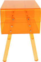 Acrylic Side Table, 2-Tier End Table with Open Storage, Modern Nightstand for Small Spaces, Easy-Clean Bedside Table for Living Room Bedroom Office (Orange)
