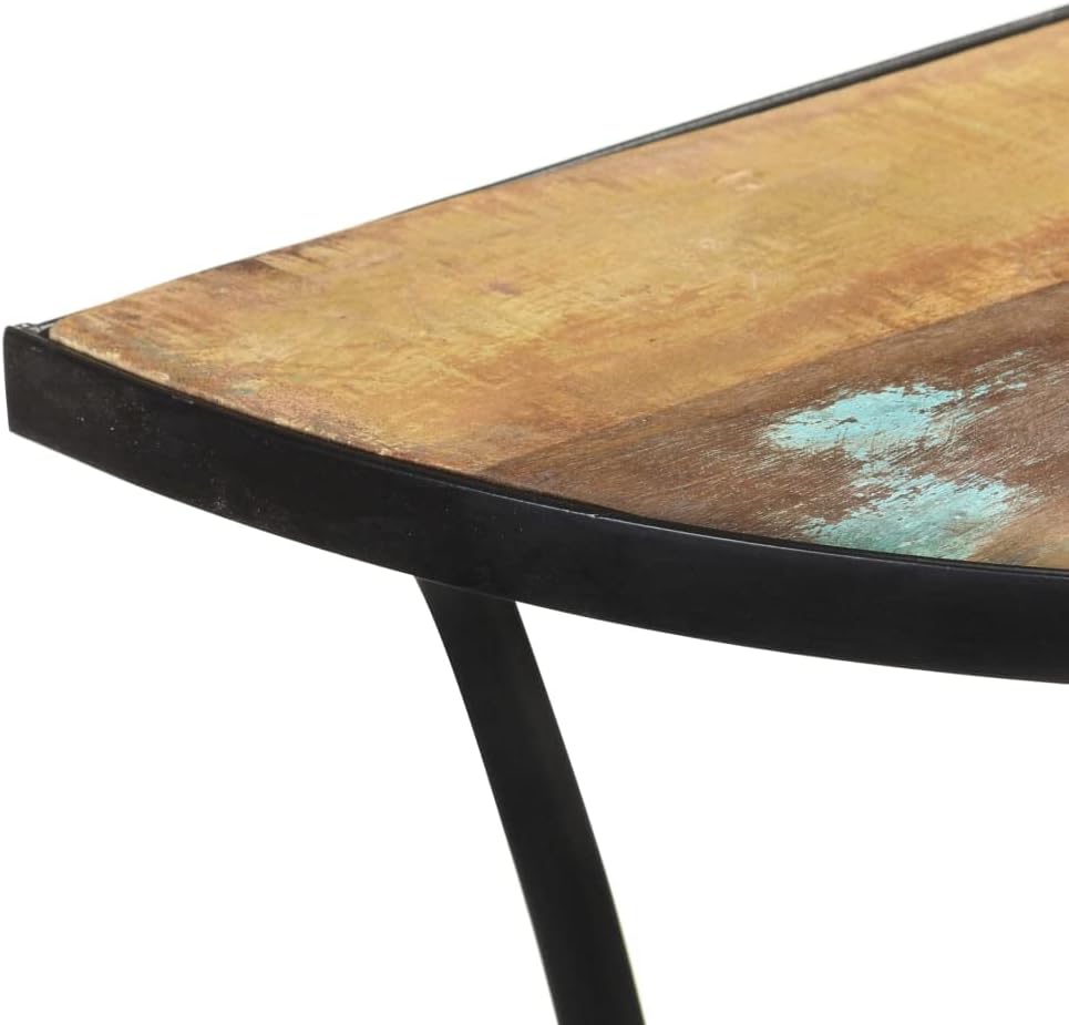 Rustic Reclaimed Wood Console Table with Mixed Color Finish for Entryway and Living Room, Durable Solid Wood Construction for Home Decor and Functional Surface