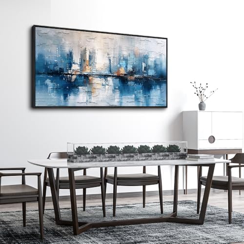ZUITINGHUA Large Black Framed Wall Decor For Living Room Canvas Wall Art For Office Modern Wall Decorations For Bedroom Blue Abstract Painting Modern Pictures Artwork Home Decor 24x48 In