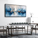 ZUITINGHUA Large Black Framed Wall Decor For Living Room Canvas Wall Art For Office Modern Wall Decorations For Bedroom Blue Abstract Painting Modern Pictures Artwork Home Decor 24x48 In