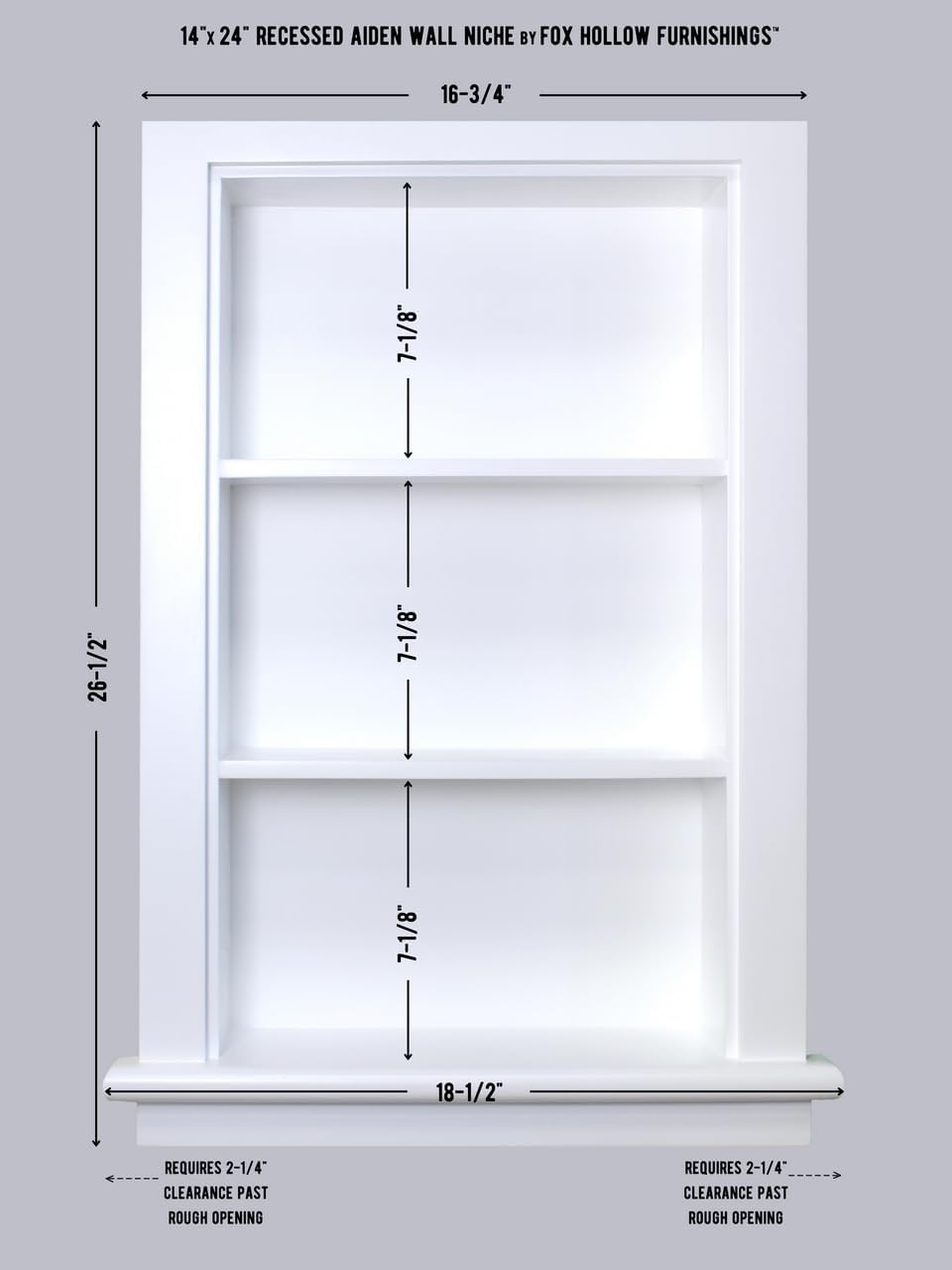 14x24 Aiden Recessed Wall Niche Medicine Cabinet Replacement, in The Wall Bathroom Cabinet Insert Shelf/Shelves, Made in North America, Real Wood, NO MDF, Plain, Milk Chocolate
