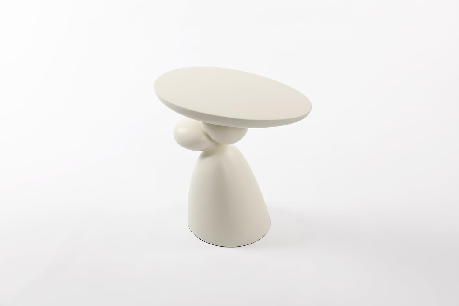 Lucky Stone End Table, Fiberglass Side Table, Modern Minimalist Corner Table, Coffee Table with Decoration, Home Decor for Living Room, Bedroom, Guestroom (Milk White)