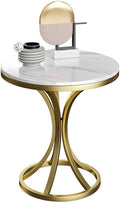 Small Round Table, Couch Side Table, Nightstand, TV Tray Table for Living Room, Bedroom, Modern Simple Balcony Sofa Table with Metal Bracket for Working Watching Movies Breakfast(A,50CM)