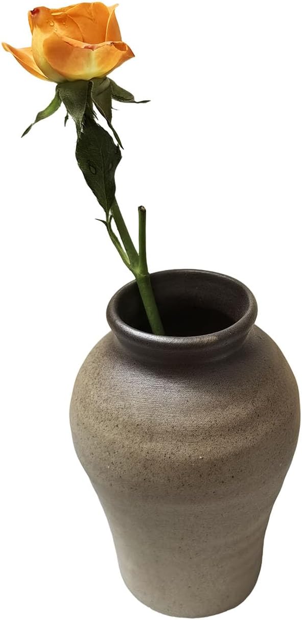 Daittin 3 Pcs Mini Ceramic Vases, Rustic Small Pottery Vases for Home Decor, Boho Flower Vases Set for Table Centerpiece, Shelf, Living Room, Bedroom, Office