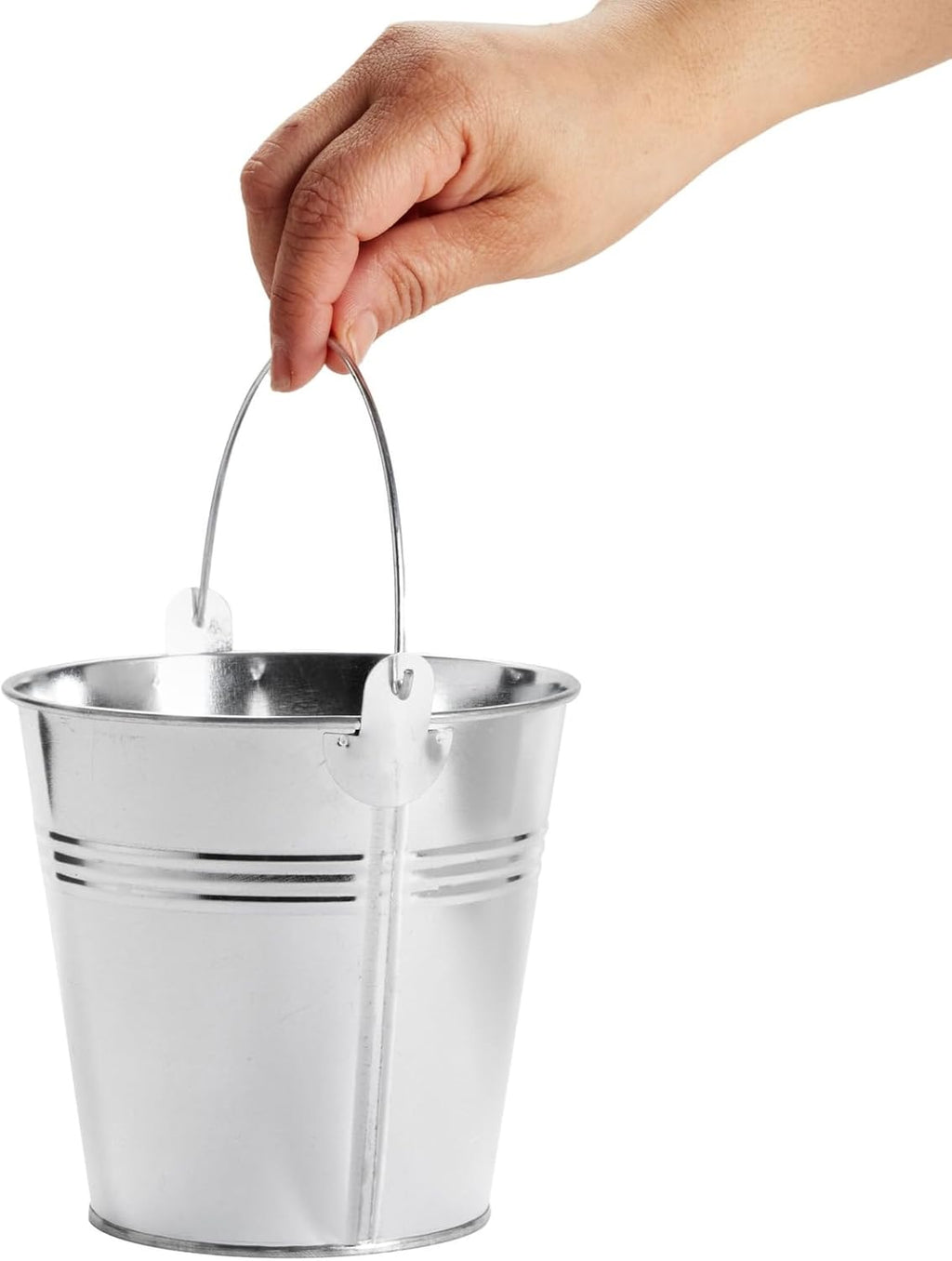 Juvale Galvanized Metal Buckets - 24 Pack, Silver, 4.7 in - Mini Metal Buckets with Handles for Party Decorations & Crafts