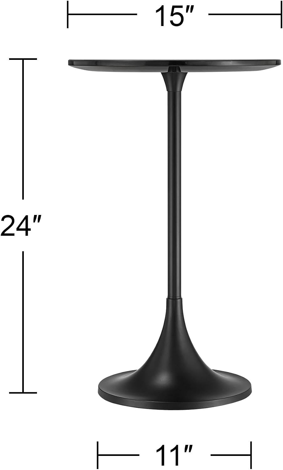 Studio 55D Studio 55 Mesita 24" End Table Black Marble Top with Black Finish Base